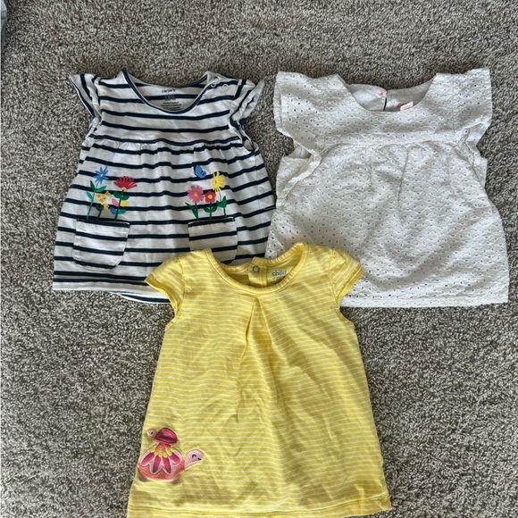 Girls Tops Bundle – Striped Floral, Eyelet White & Yellow Tee – Size 18 Months - Picture 6 of 7